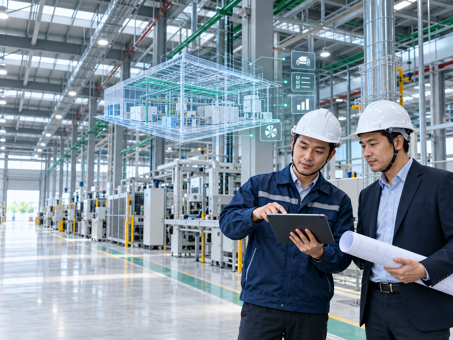 Kỹ sư kiểm tra dữ liệu BIM trong quá trình bàn giao nhà máy