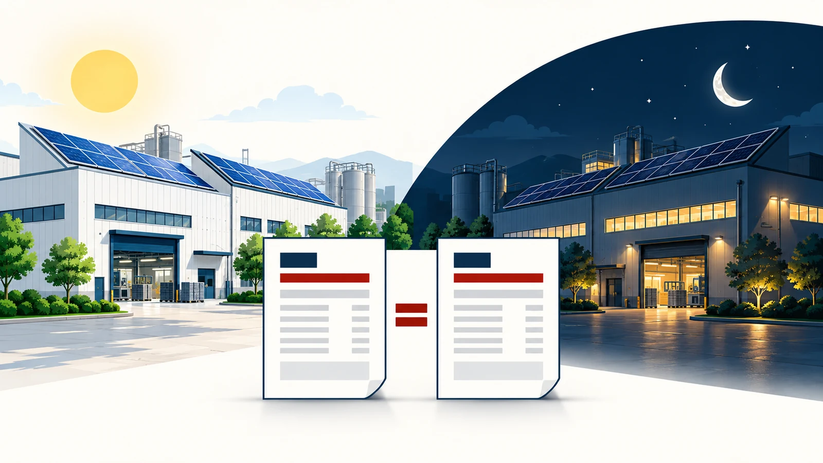 Minh họa tính công suất điện mặt trời theo hóa đơn cho hai doanh nghiệp có lịch vận hành khác nhau